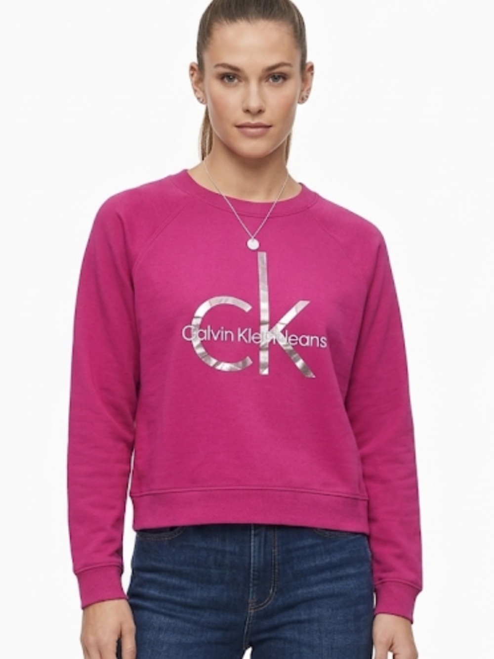 Calvin Klein Jeans Magenta Logo Sweater – Size Large | CK‎ Streetwear Cotton